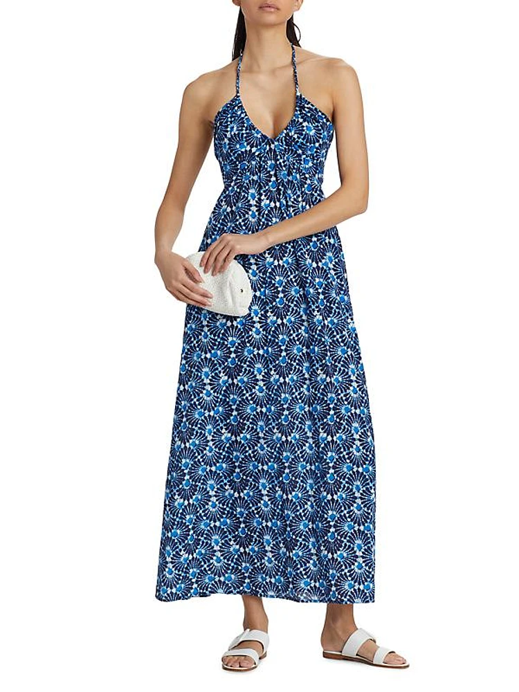 Maggie Seashells Printed Cotton Maxi Dress