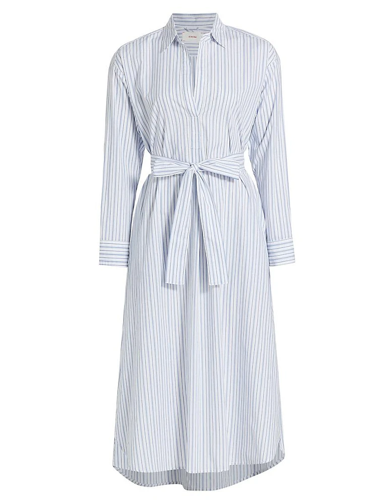 Marlowe Stripe Self-Tie Shirtdress