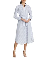 Marlowe Stripe Self-Tie Shirtdress