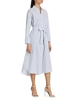 Marlowe Stripe Self-Tie Shirtdress