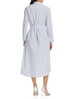 Marlowe Stripe Self-Tie Shirtdress