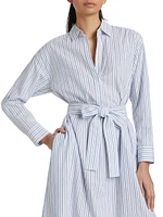 Marlowe Stripe Self-Tie Shirtdress