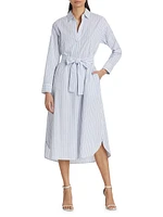 Marlowe Stripe Self-Tie Shirtdress