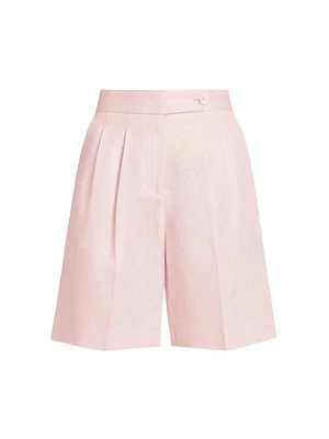 Terri Linen-Blend Pleated Shorts