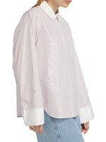 Wesley Sequined Striped Cotton Shirt