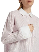 Wesley Sequined Striped Cotton Shirt