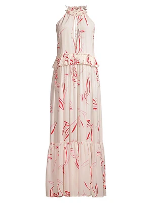 Summer Reverie Alegra Keyhole Crêpe De Chine Maxi Dress