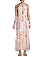 Summer Reverie Alegra Keyhole Crêpe De Chine Maxi Dress