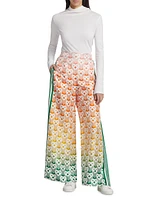 Silk Ombré Heart Wide-Leg Trousers