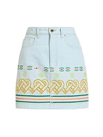 Embroidered Denim Miniskirt