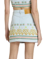 Embroidered Denim Miniskirt