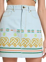 Embroidered Denim Miniskirt