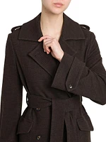 Checkered Wool Belted Coat