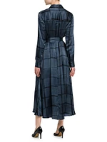 Grid Silk Belted Shirtdress