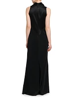 Satin Cowlneck Sleeveless Gown