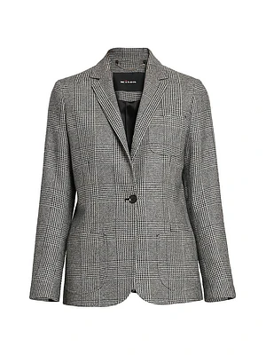 Glen-Check Cashmere Blazer