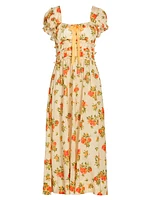 Clarinet Floral Self-Tie Midi-Dress