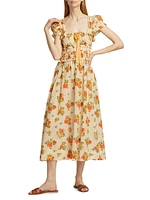 Clarinet Floral Self-Tie Midi-Dress