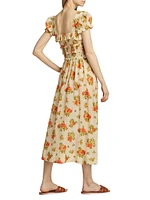 Clarinet Floral Self-Tie Midi-Dress