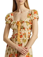 Clarinet Floral Self-Tie Midi-Dress