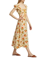 Clarinet Floral Self-Tie Midi-Dress