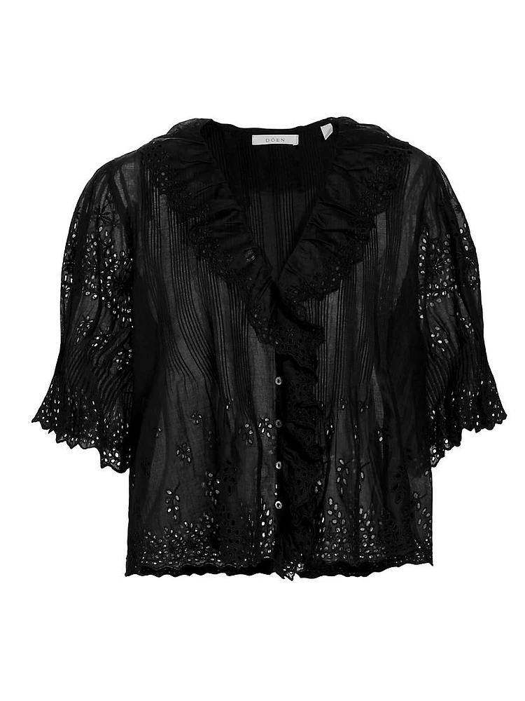 Henri Voile Eyelet Top