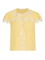 Josephine Lace-Trim Silk Blouse