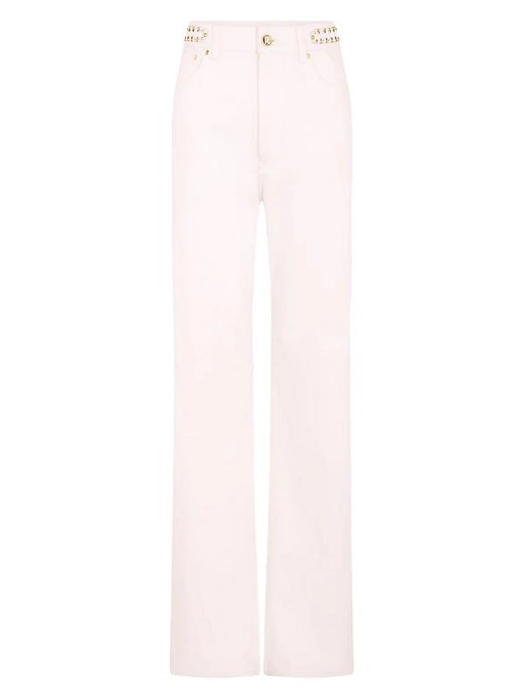 Embellished Mid-Rise Slim Jeans