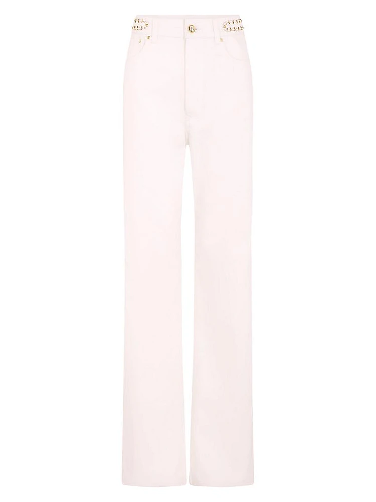 Embellished Mid-Rise Slim Jeans