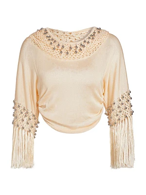 Fringe Hoodie Sweatshirt