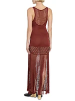 Beaded Fringe Knit Maxi Dress