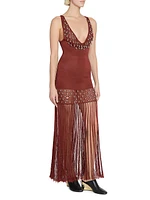 Beaded Fringe Knit Maxi Dress