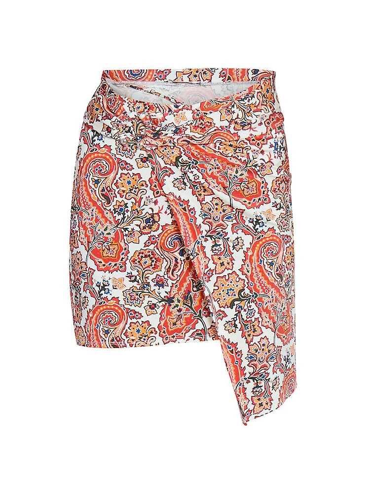 Paisley Wrap-Effect Miniskirt