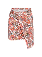 Paisley Wrap-Effect Miniskirt