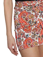 Paisley Wrap-Effect Miniskirt