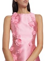 Aveline Satin Floral Appliqué Minidress