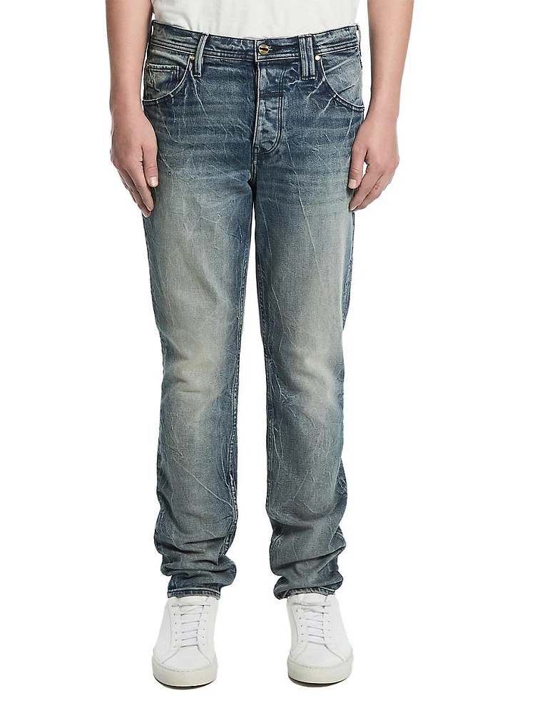 Crackle Stretch Tapered Jeans