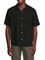 Striped Seersucker Short-Sleeve Shirt