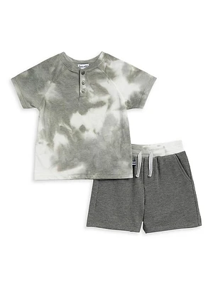 Baby Boy's & Little Tie-Dye Henley T-Shirt Shorts Set