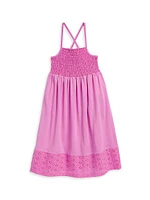 Little Girl's & Eyelet Smocked Dress