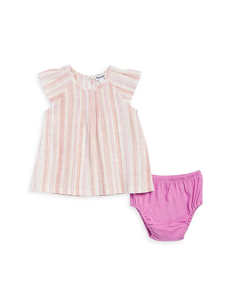 Baby Girl's Striped Dress & Bloomers Set