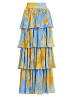 Tiered Pleated Maxi Skirt