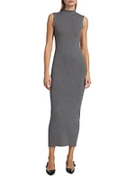 Rose Ribbed Silk-Blend Midi-Dress