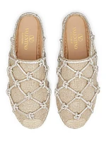 Resort Linen Mules with Crystal Mesh 15MM