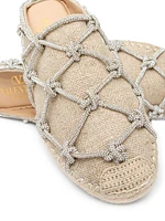 Resort Linen Mules with Crystal Mesh 15MM