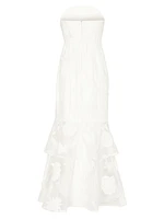 Milly 3D Butterfly Embroidered Strapless Gown