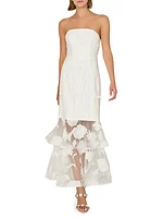 Milly 3D Butterfly Embroidered Strapless Gown