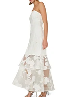 Milly 3D Butterfly Embroidered Strapless Gown