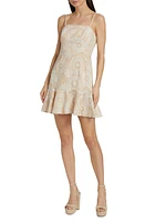 Medallion Embroidered Linen-Blend Minidress