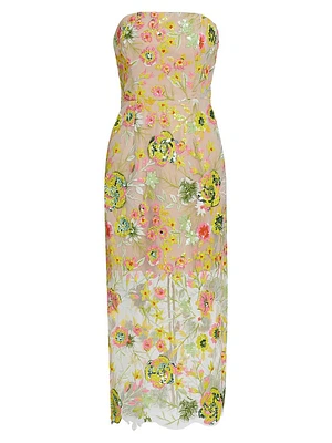 Kait Botanical Petals Sequined Midi-Dress